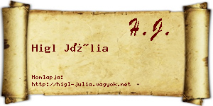 Higl Júlia névjegykártya